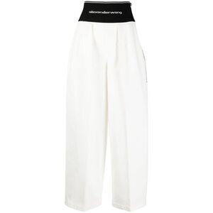 Alexander Wang White Wide-Leg Jeans with Black Waistband
